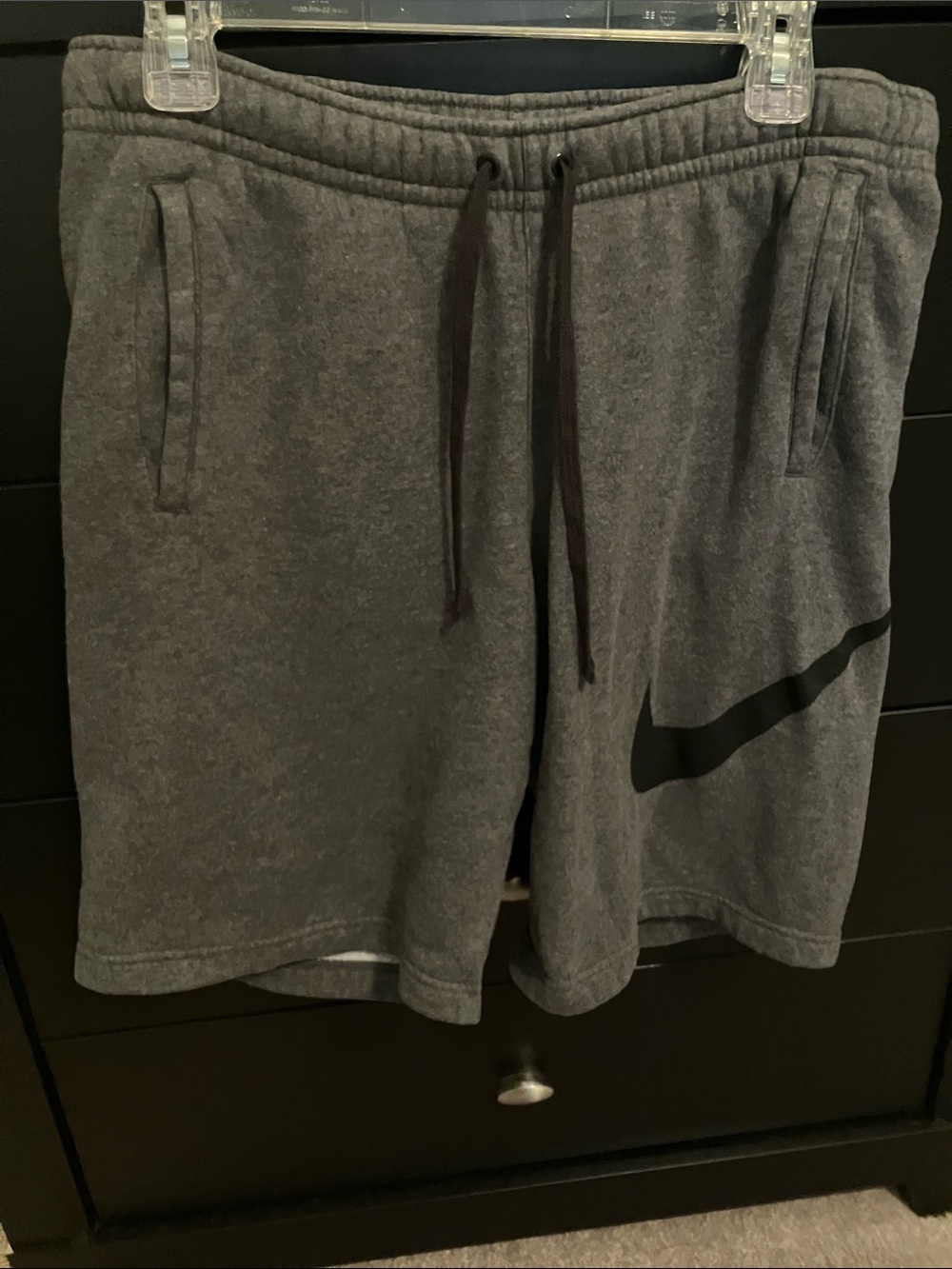 Excellent condition Nike Gray Athletic Fleece Shorts with Black Swoosh - M 32x18